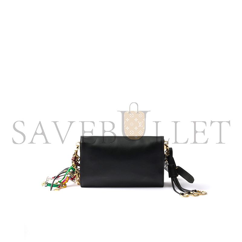 PRADA SOFT SOUND SMALL LEATHER SHOULDER BAG WITH CHARMS 1BD379 (24*13.5*5cm)